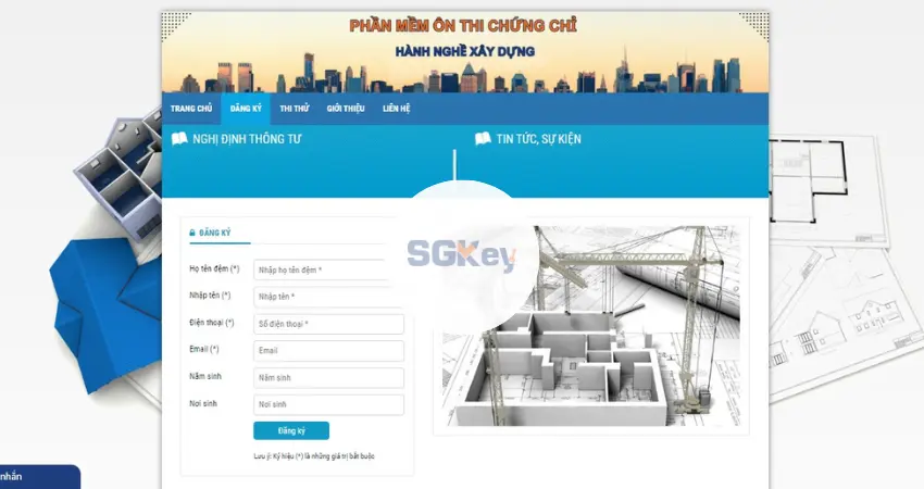 Phần mềm ôn thi chứng chỉ hành nghề xây dựng Phần mềm ôn thi chứng chỉ hành nghề xây dựng SGKey